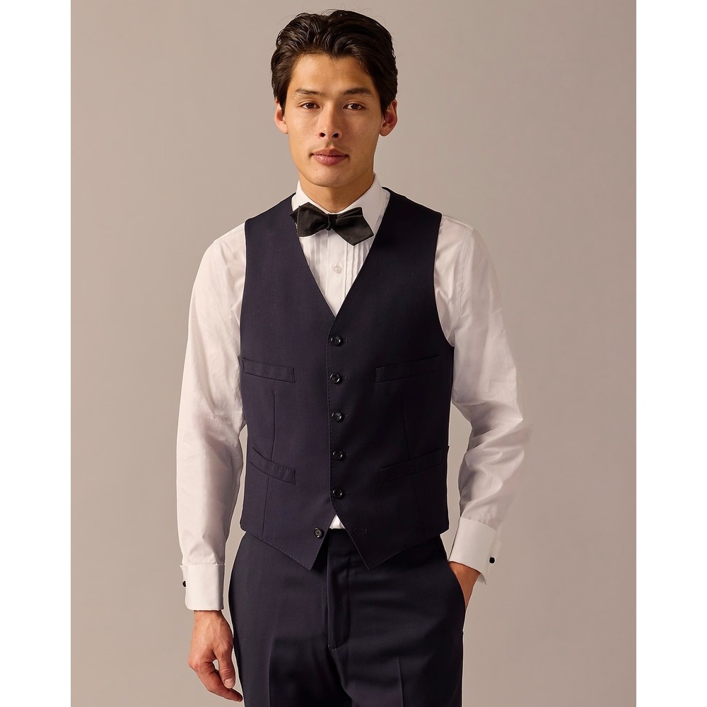 J. Crew Ludlow Slim Fit Tuxedo Vest Navy Blue Italian Tollegno 1900 Wool XL